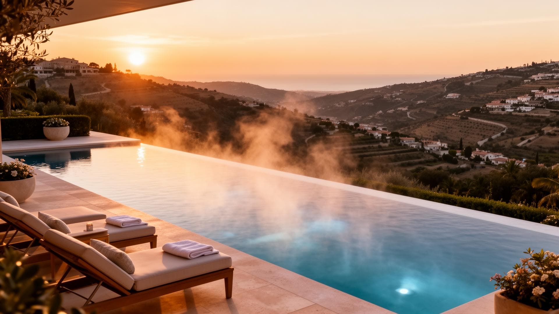 Infinity pool at sunset